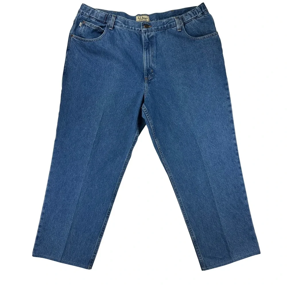 LL‎ Bean Jeans Mens Comfort Waist Straight 42x29 Blue Denim VTG Cotton 250265